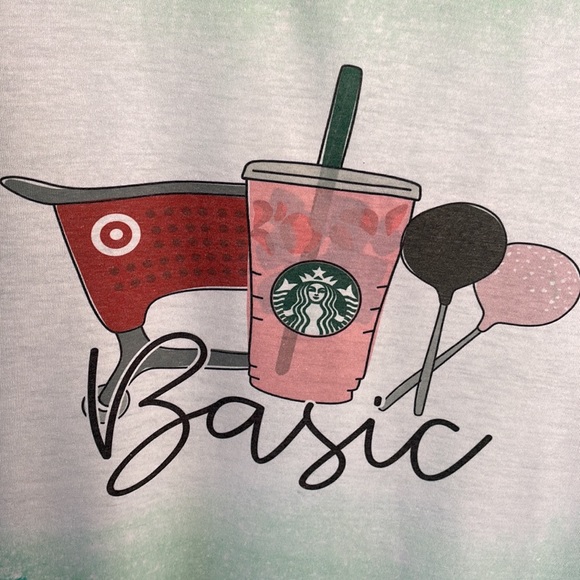 Graphic tee Gildan handmade bleached tee size medium coffee shopping cake pops - Picture 4 of 4